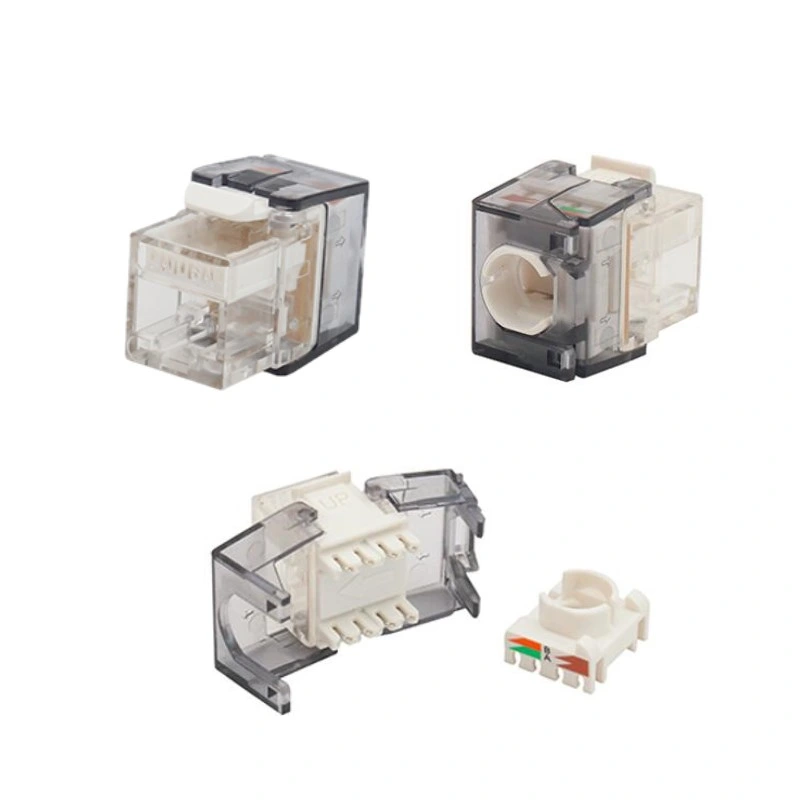 RJ45 180 Degree Unshielded Keystone Jack CAT6A UTP 8p8c Network Connector Tooless Keystone with LED