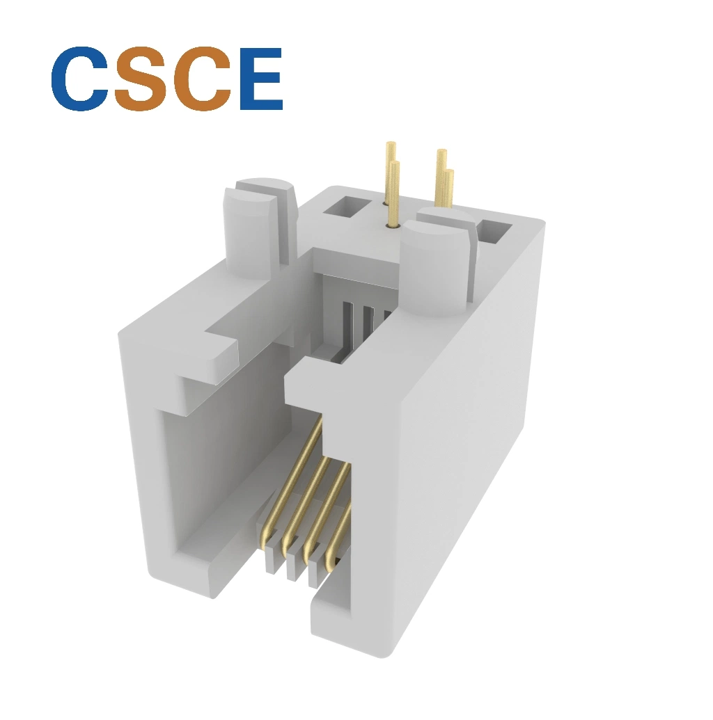 Side Entry Tab Down 4p Rj11 Modular PCB Jack