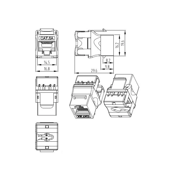 UTP Keystone Jack Cat5e 180 Degree Coupler RJ45 Keystone Jack Netwrk Keystone Jack RJ45 Module Jack