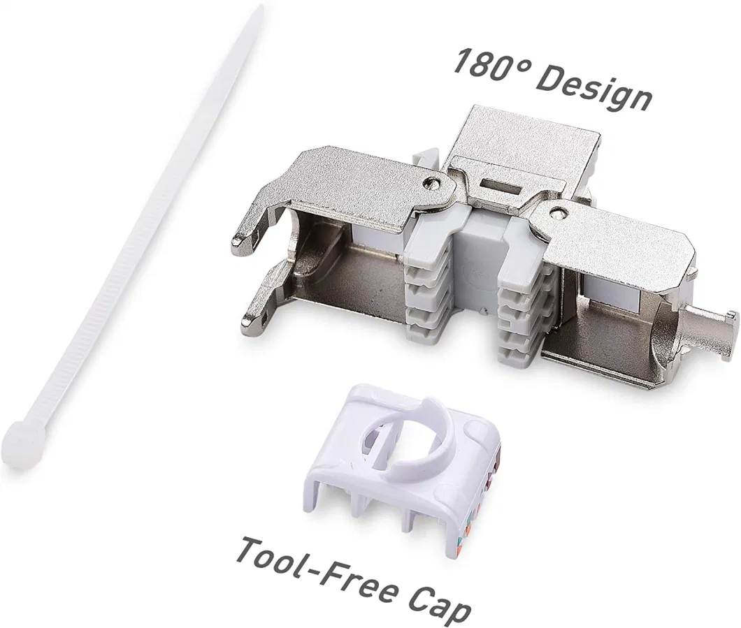 Cat7 RJ45 Keystone Jack, Toolless STP Keystone Shielded 180 Degrees Toolless 8p8c STP FTP CAT6 Keystone Jack