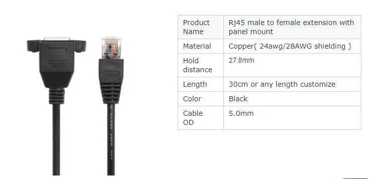 Panel Mount RJ45 Male to RJ45 Female Extension 8p8c Network LAN Cable