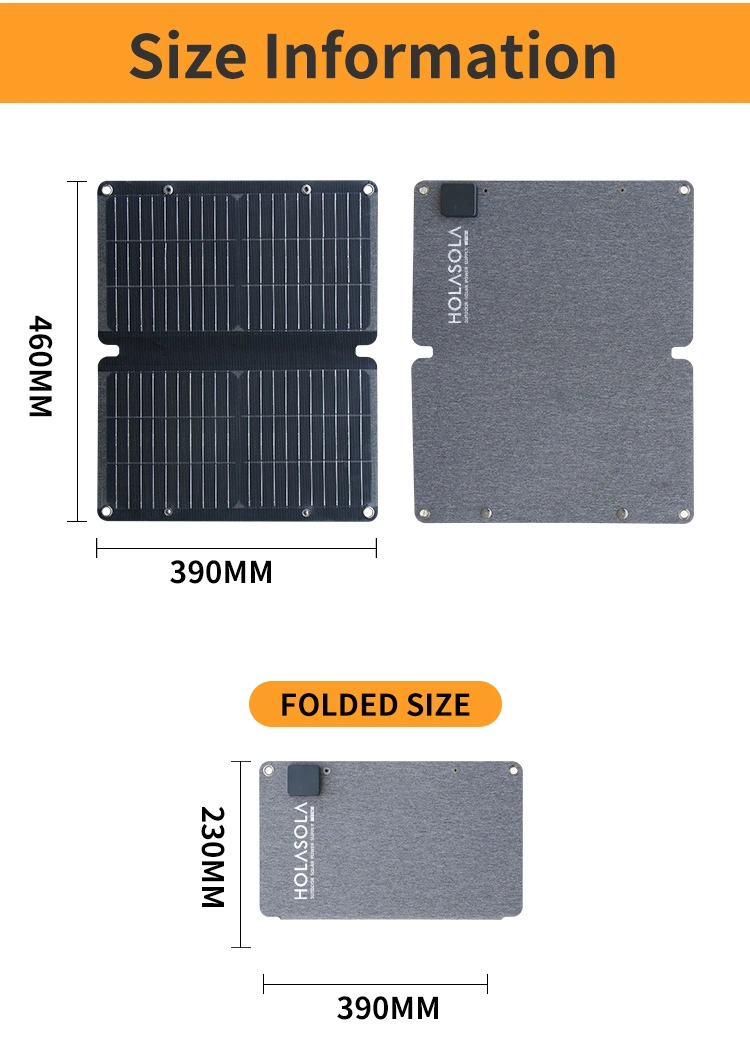 Holasola Factory Customized 30W Mini Solar Panels Waterproof Foldable Camping Solar Panel Module with USB Charging Ports