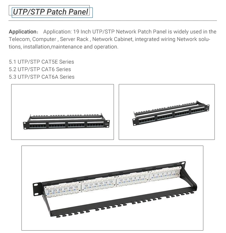 UTP CAT6 Patch Panel 24 Port Outlet 180&deg; Server Rack Ethernet Network Patch Panel