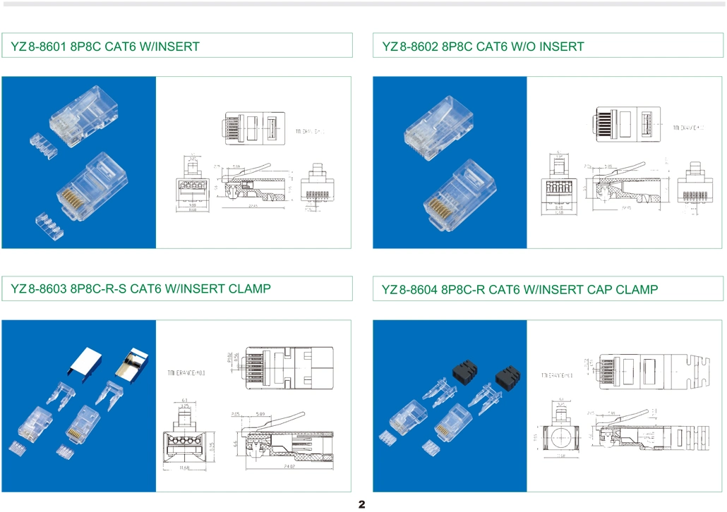 Cat5e CAT6 Cat7 RJ45 Connector for Stranded Solid Network Cable 8p8c