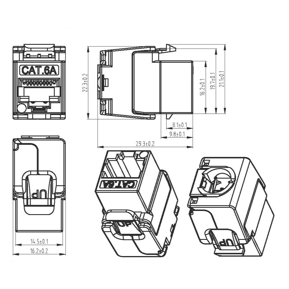 Cat5e Keystone Jack Shield RJ45 FTP Network Keystone Jack Ethernet Connector Jack 8p8c 180&deg; SFTP Keytone Jack Tooless