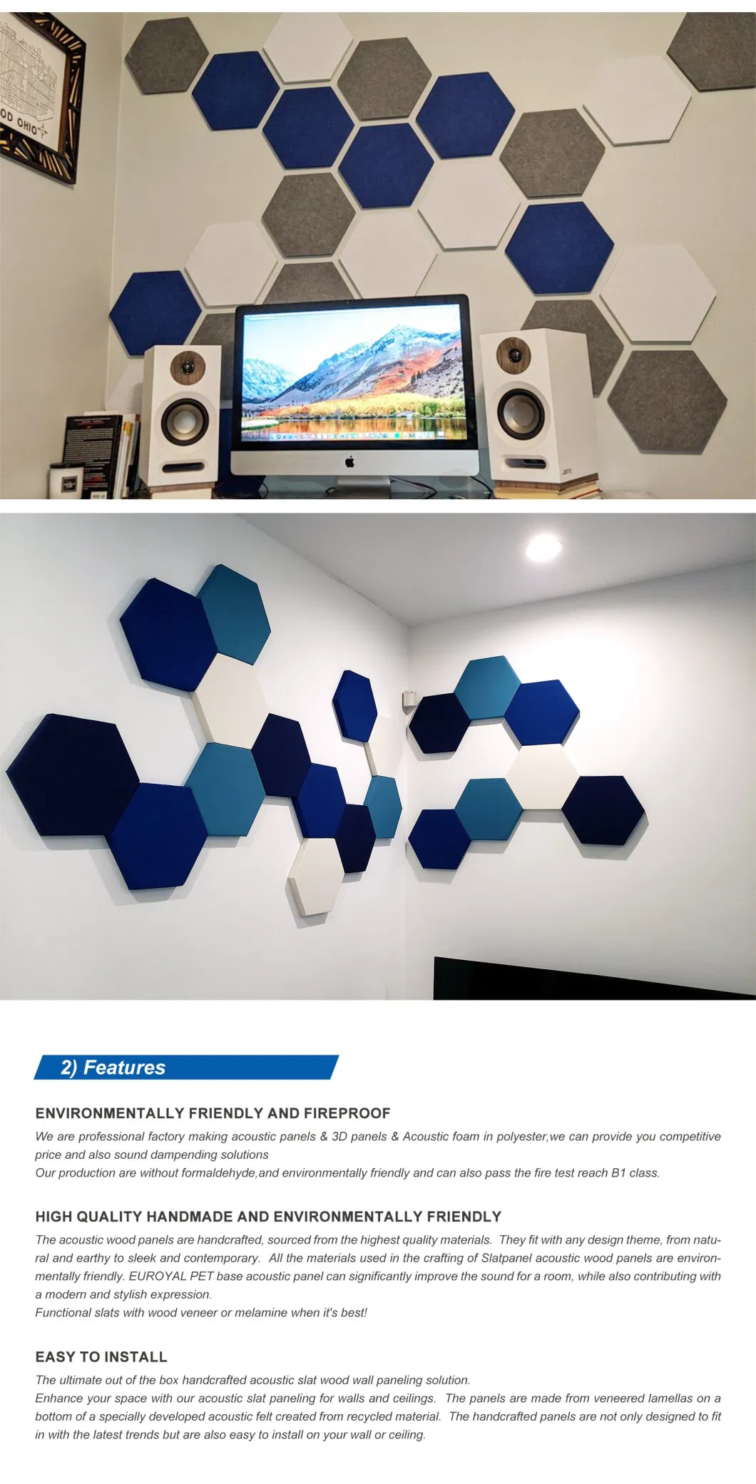 Study Home Theater Sound-Absorbing Cotton Punch-Free Hexagonal Sound-Absorbing Panel