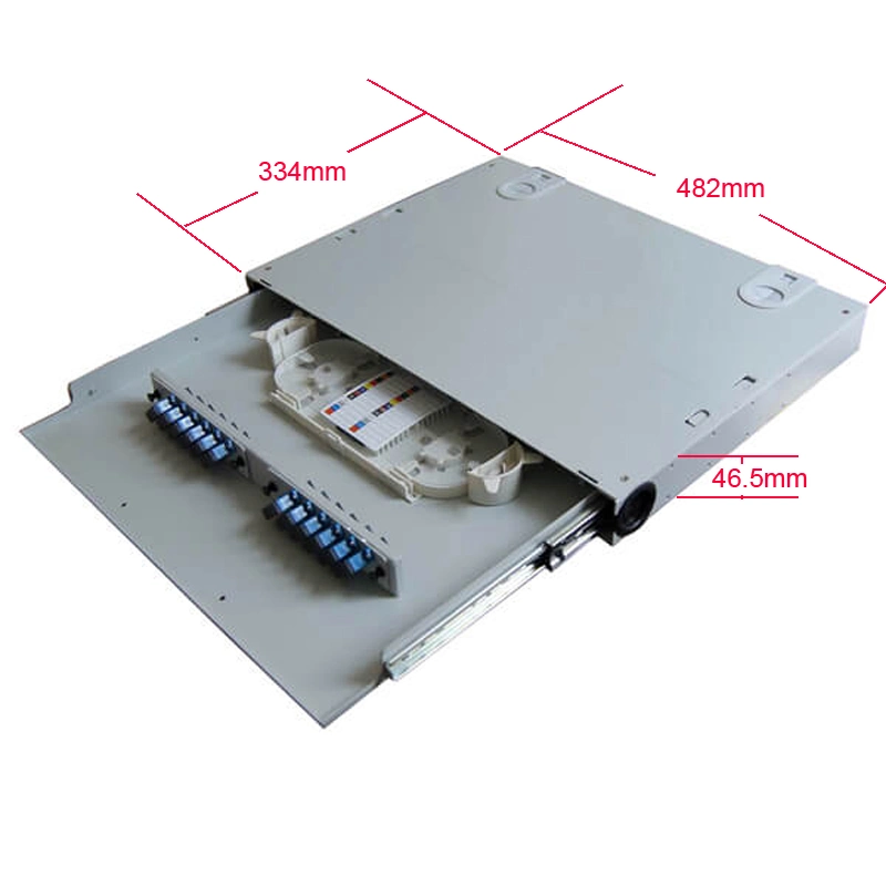 24 Cores Rack Mount Fiber Enclosure 1u Rack Mount Drawer Fiber Patch Panel with Aluminum Body