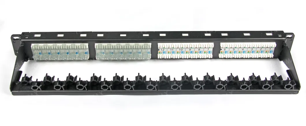 1u 24 Ports CAT6 UTP PCB Patch Panel Dual IDC Cable Holder