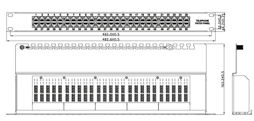 UTP 1u 50 Port Voice Patch Panel 19 Inch Cat3 Ethernet Network Rack Patch Panel