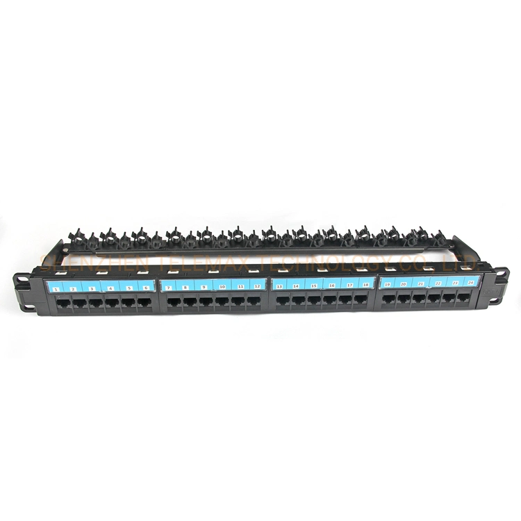 1u 19&prime;&prime; 24 Ports Cat 6 UTP PCB Patch Panel Dual IDC with Plastic Cable Holder