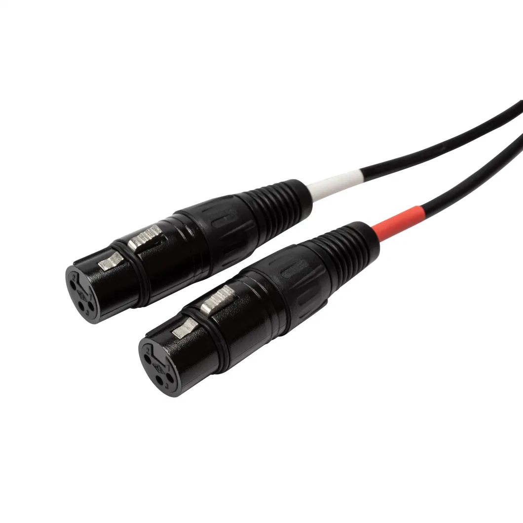 Factory Price High Quality Customized Black Molded Ethernet RJ45 Female to Dual XLR Female Adapter Cable for Data Transfer