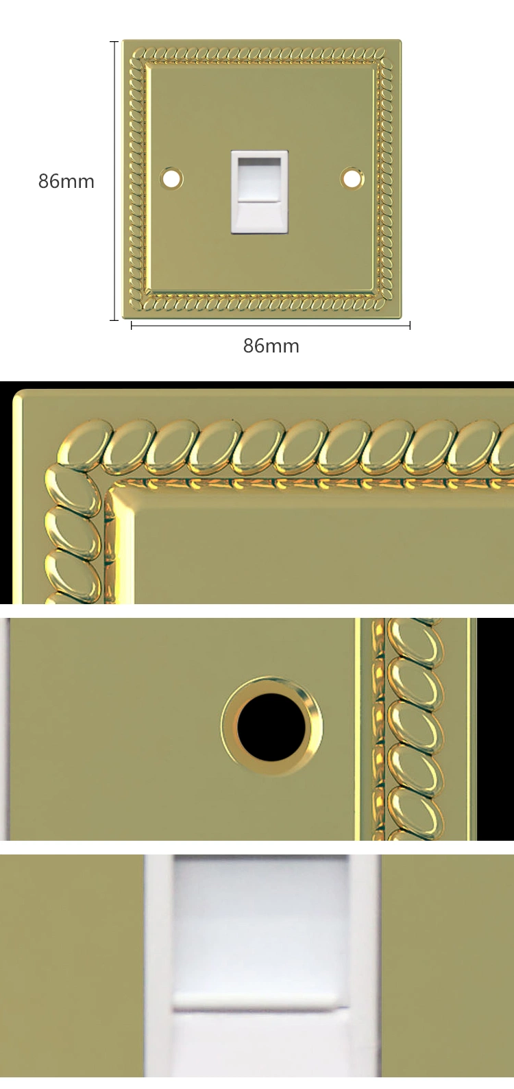 Hailar Polished Brass 1 Gang Data Socket Outlet RJ45