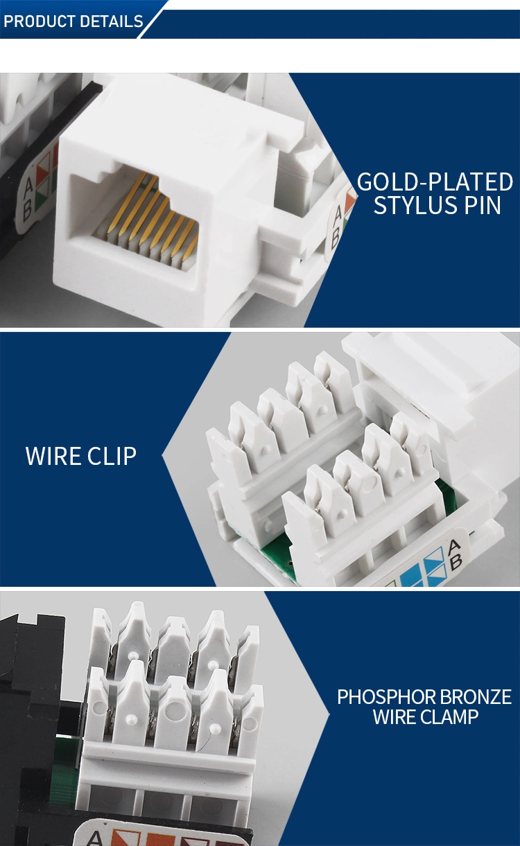 Manufactured RJ45 Cat5e Keystone Jack Punch-Down 8p8c for RJ45 Face-Plate