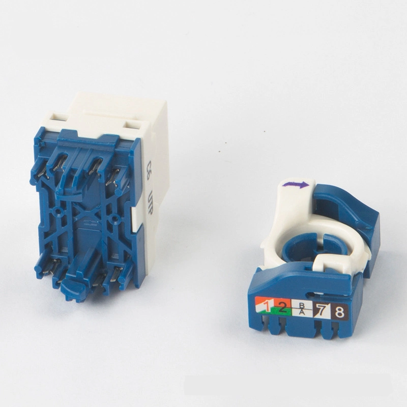 CAT6 UTP Rotating 180 Degree Tool-Less RJ45 Keystone Jack Blue