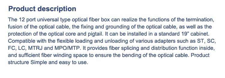 12/24 LC Network Connecting 96 Port Fiber Optic Patch Panel