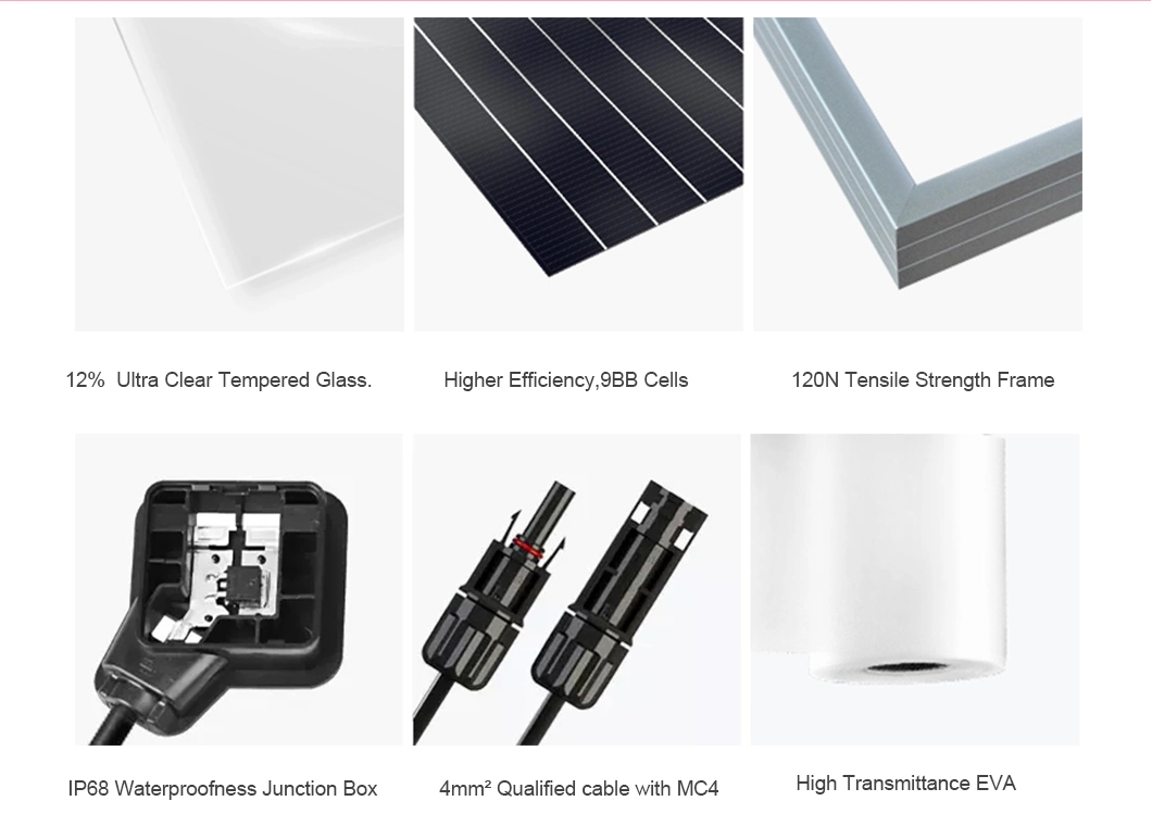 High Quality Big Size Panel China Monocrystalline Panels Power Cables Shingled Mono Solar Panels