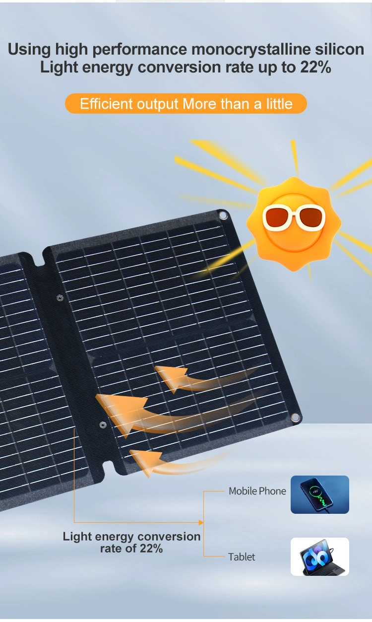 Holasola Factory Customized 30W Mini Solar Panels Waterproof Foldable Camping Solar Panel Module with USB Charging Ports