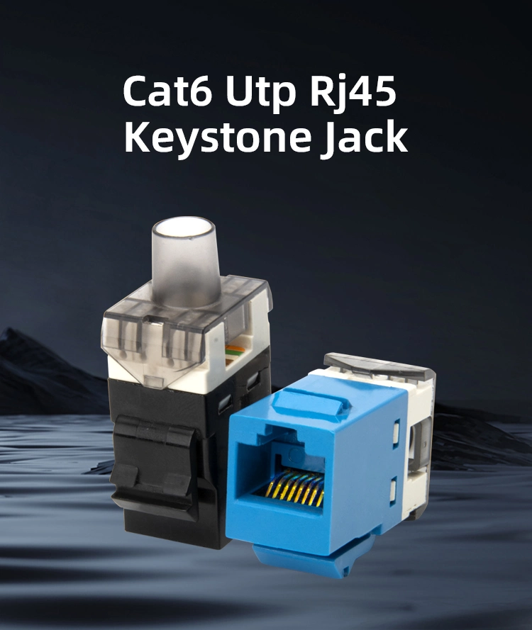 Hot Sale Network Module Cat 6 Cat5e Female 180 Degree Dual 110IDC UTP 8p8c RJ45 CAT6 Keystone Jack for Telecom Qarts