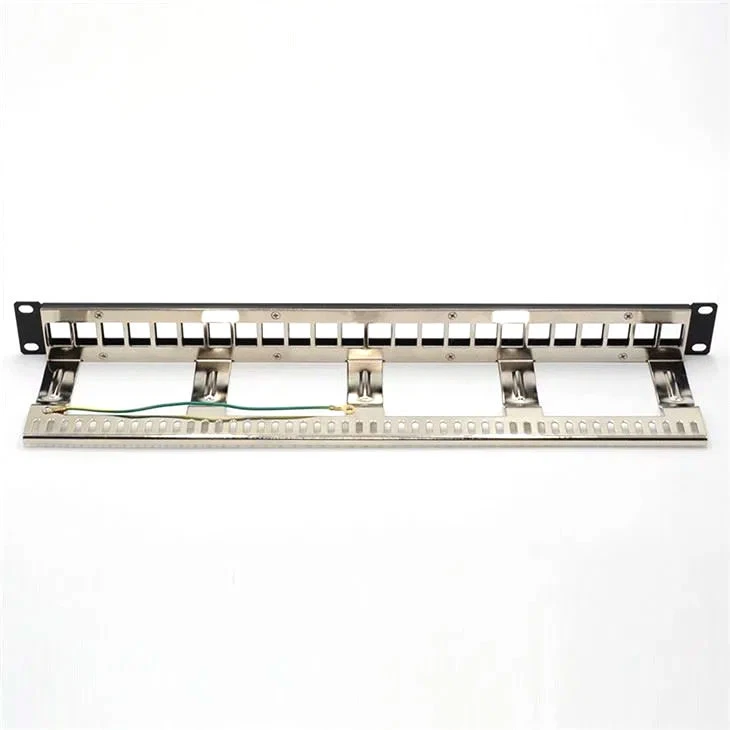 High Quality 1u 24 Port FTP Shielded 24 Port Blank Patch Panel with Back Bar