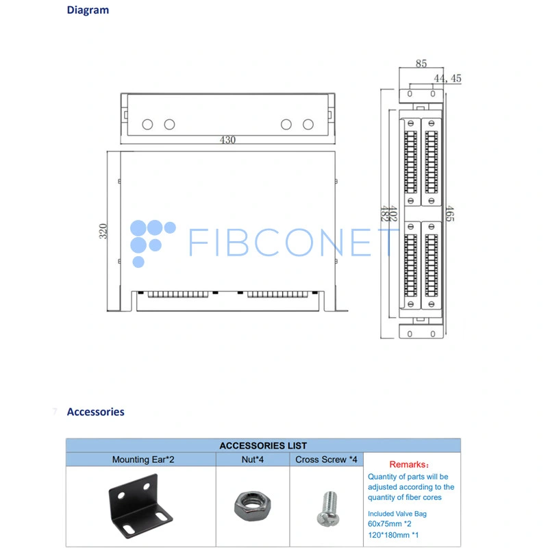 12/24 Port 1u Sc/LC/FC/St MPO Fiber Optic Distribution Frame Termination Box/ODF/Patch Panel with Splicing Tray