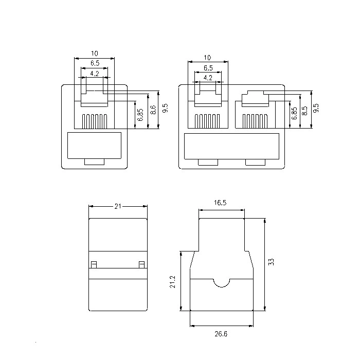 Rj11/Rj12/RJ45 3 Ways Inline Coupler 6p4c/6p6c/8p8c One Female to Dual Female Connector Telephone/Network Modular Jack Coupler