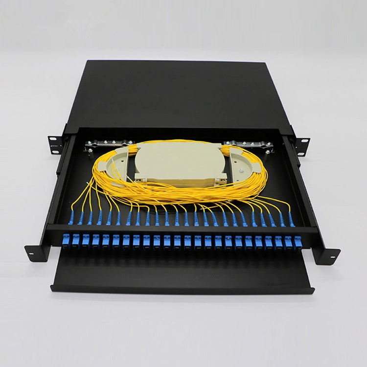 Rack Mounted 24 Core 12 Port Optical Fiber Terminal Distribution Junction Patch Panel Box