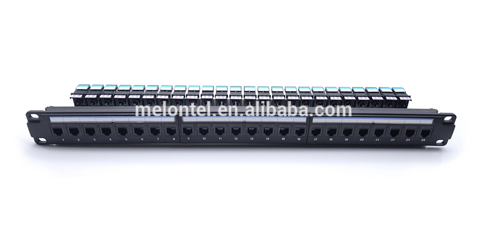 19 Inch Type 24 Port 1u Patch Panel with RJ45 Inline Coupler