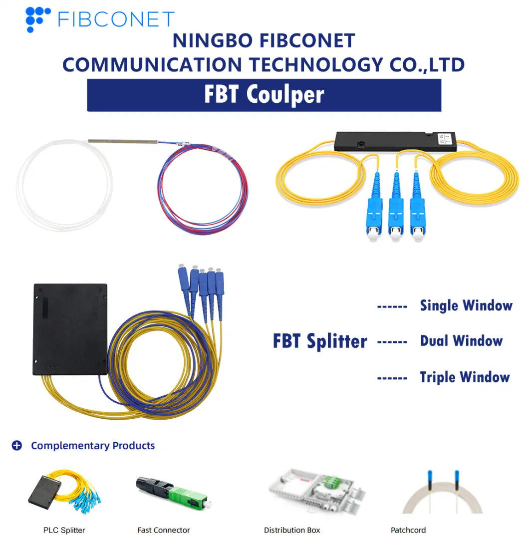 FTTH 1X2 2X2 Sc Upc Fiber Optic Fbt Splitter Optical Coupler Used in Pon Networks