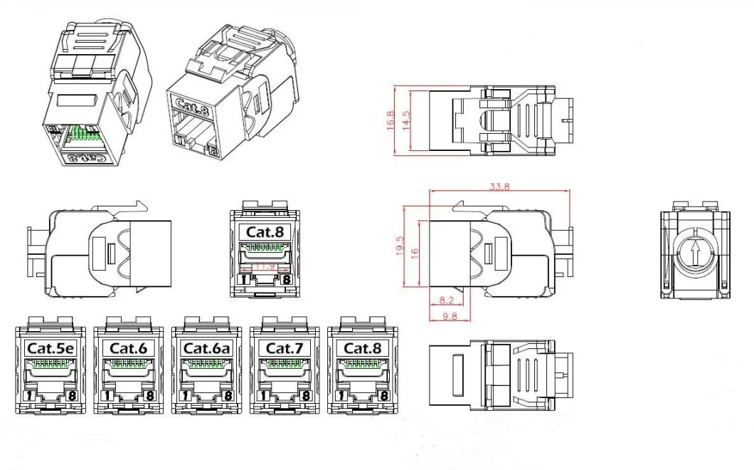 Manufacturer Cat5e Keystone Jack RJ45 Female Connector Shielded Ethernet Cable Keystone RJ45 Cat5e FTP