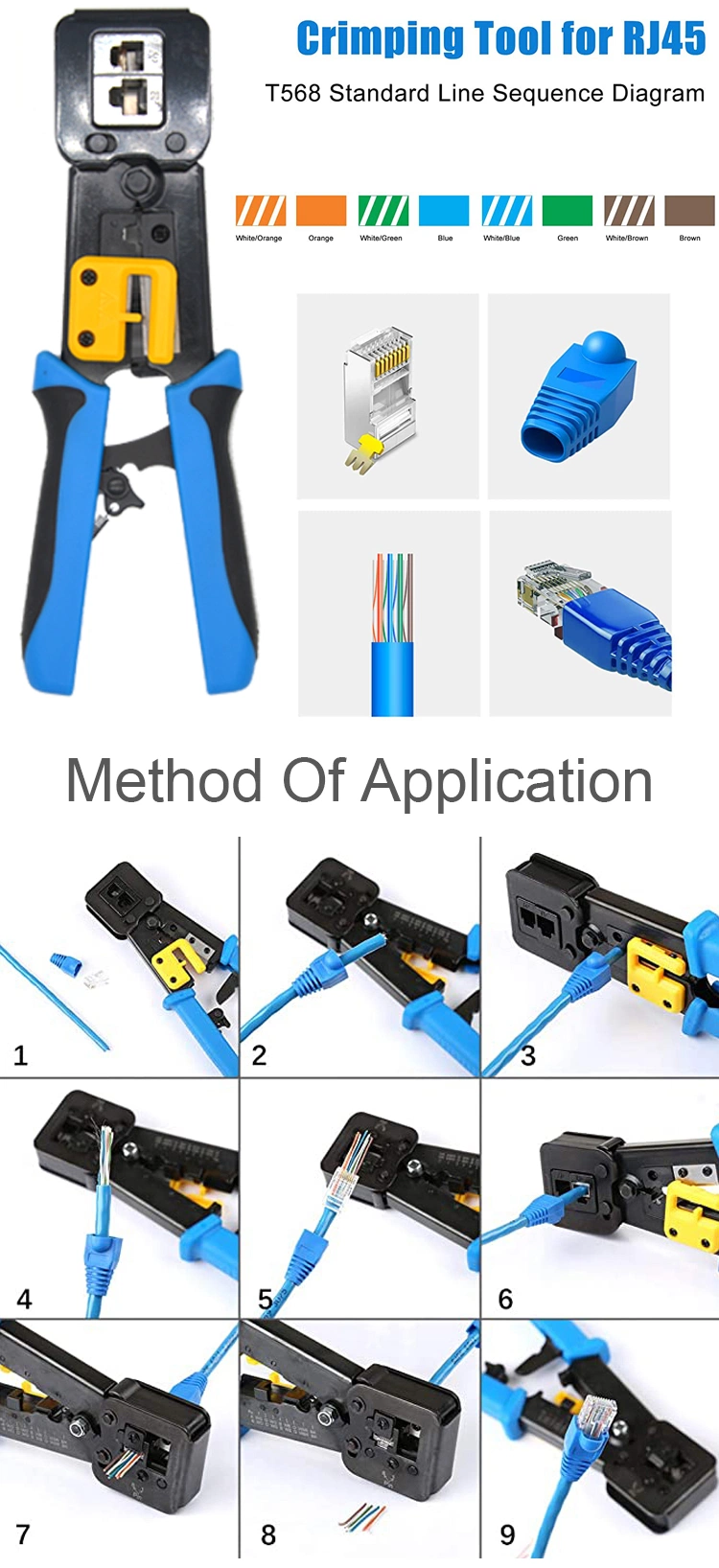 Gcabling Tool Kit 8p8c Plug UTP Modular RJ45 Connector 50PCS LAN Ubigear Pass Through Crimper