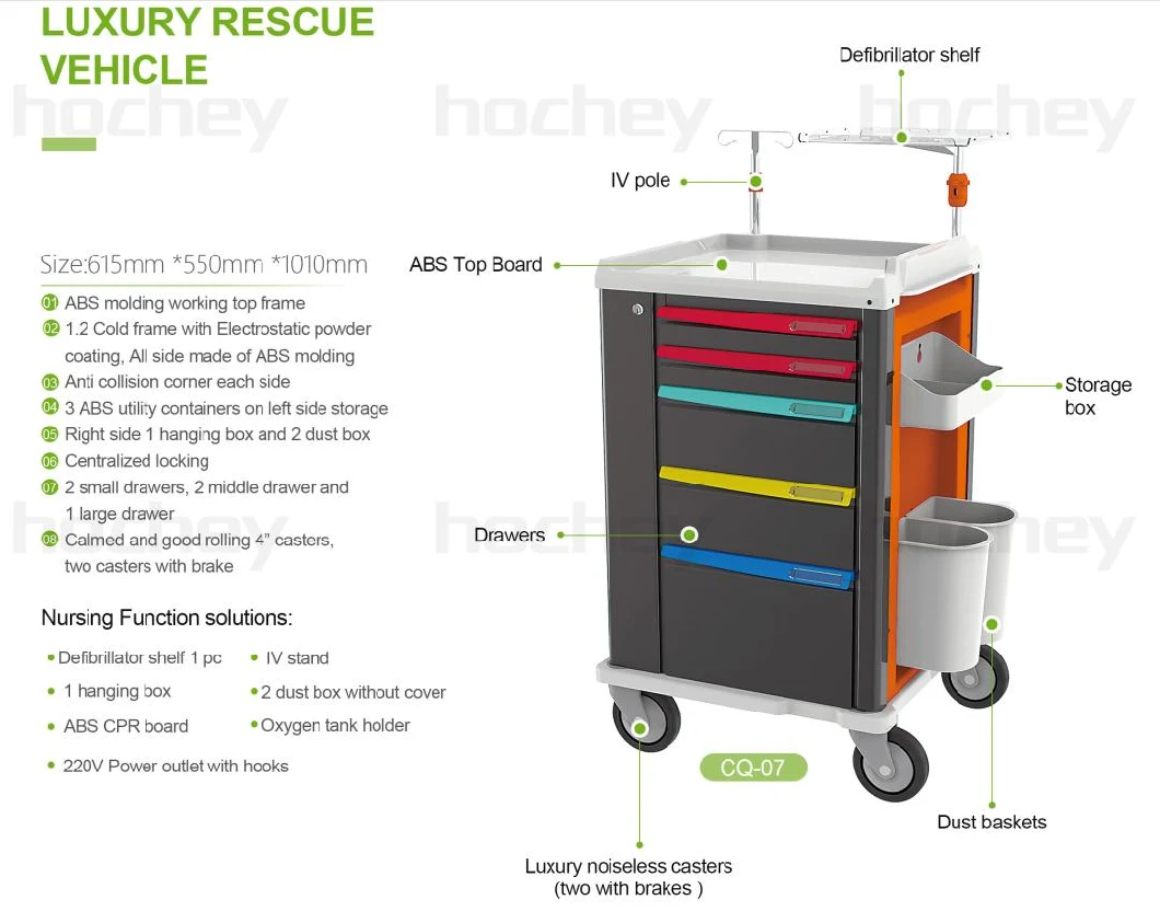 Clinic Hot Selling Mobile Workstation Nursing Trolley Cart Computer Trolley with Box