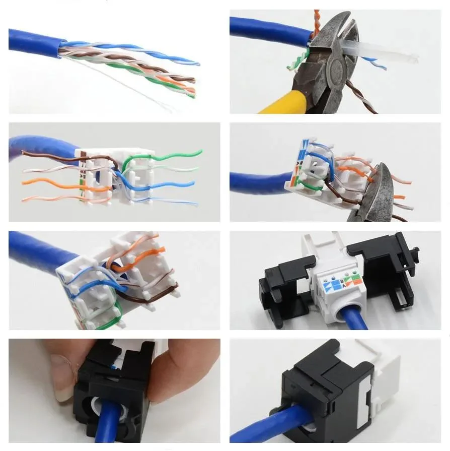 180 Degree Connector Left and Right Open CAT6 Modular Toolless UTP RJ45 Keystone Jack