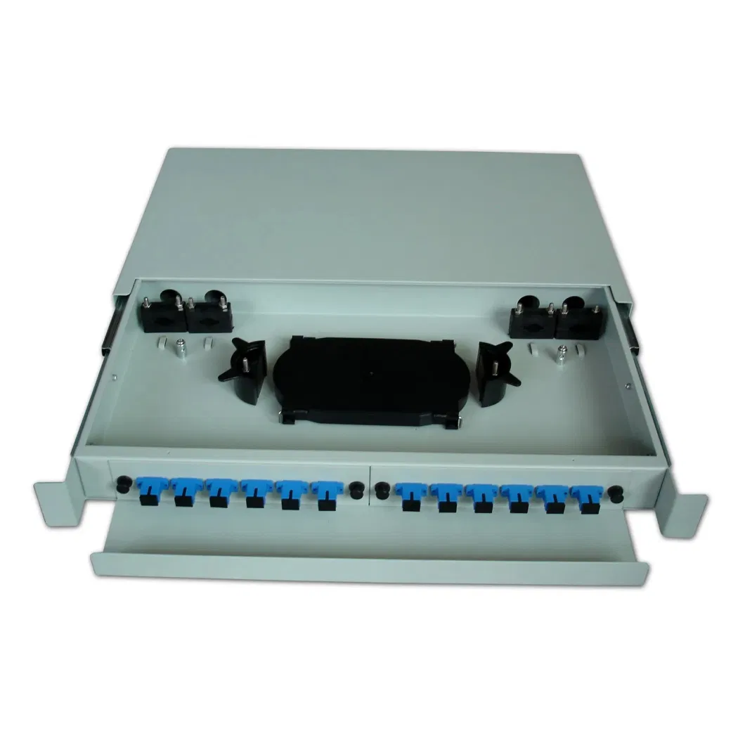 1u 2u 3u 19 Inch 24 48 Core Fiber Patch Panel 12 Port Fiber Optic Patch Panel Sc LC Sc Upc Duplex Fiber Optic Panel