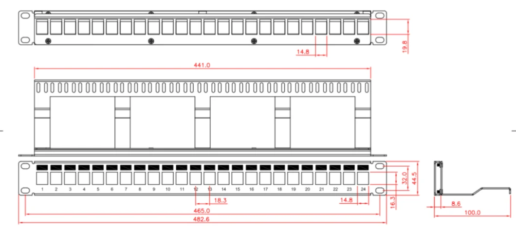 UTP Blank Patch Panel 24 Port up and Down for Keystone Jack