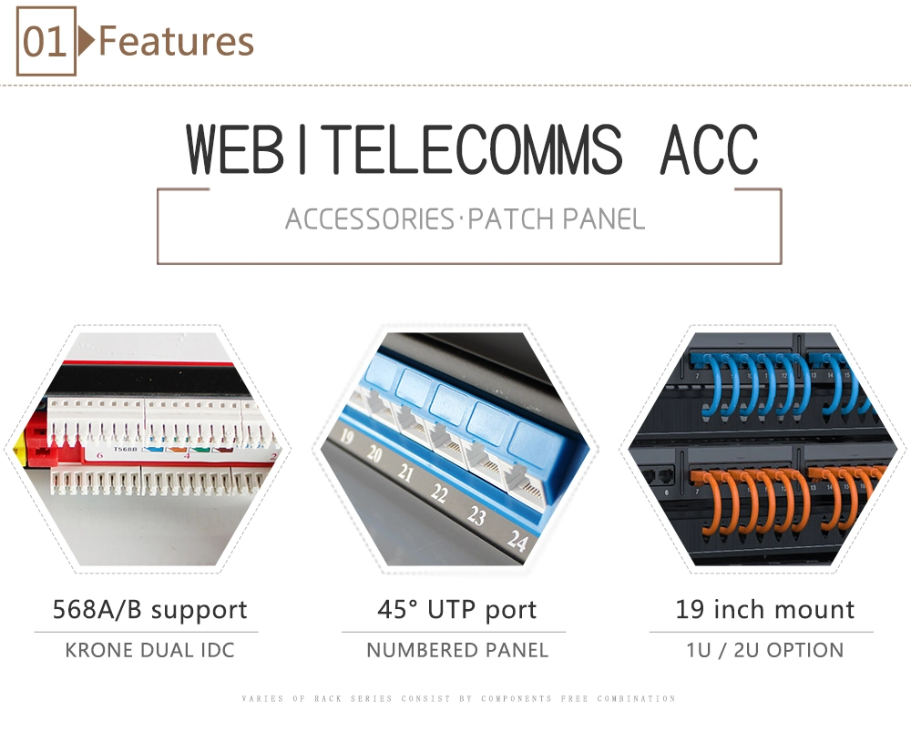 19inch 1u UTP Cat5e Patch Panel 24 Ports Colored Patch Panel