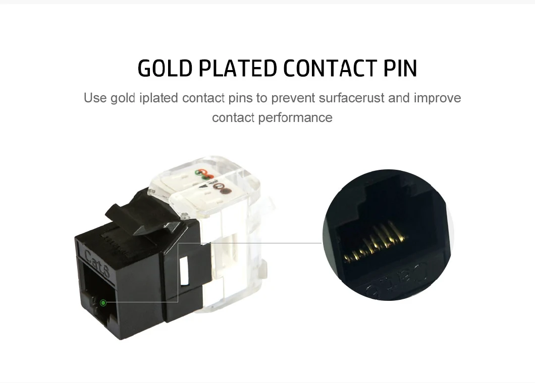 Hot Selling Network RJ45 Cat. 5e Unshielded 180 Degree Toolless Keystone Jack UTP Modular Jack Connector