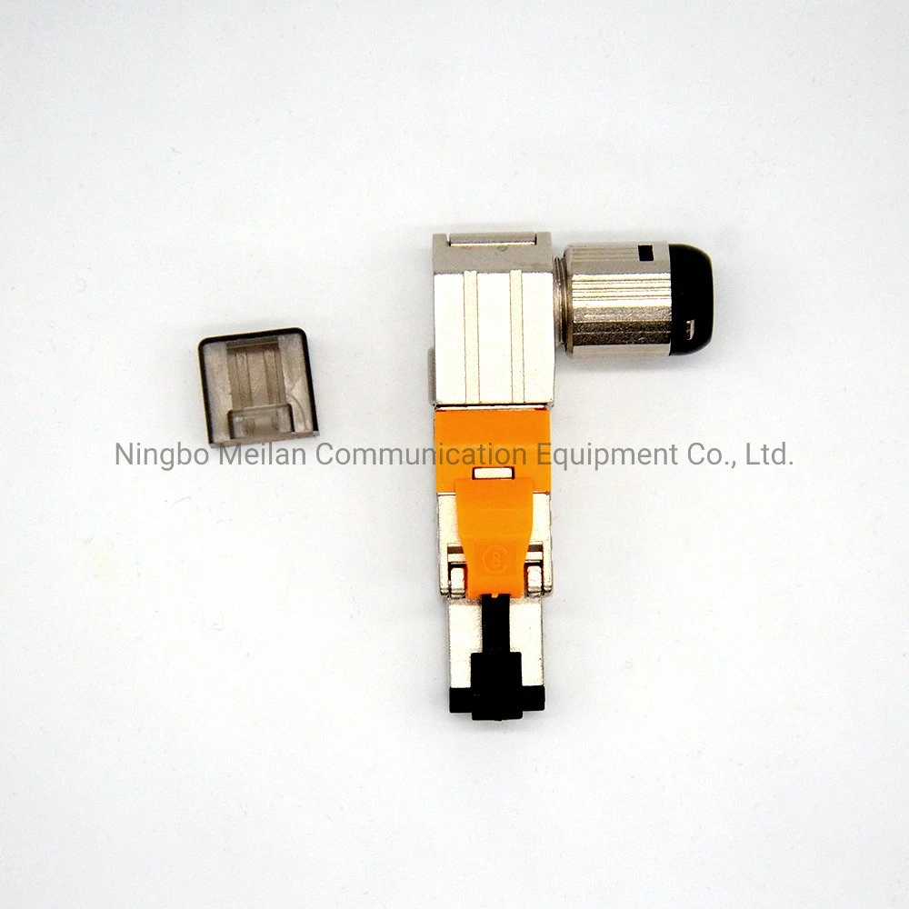 L Type Tool-Less Keystone Jack Cat. 7 Cat. 8 Toolless Shield 90 Degree Adjustable Modular Plug Connector