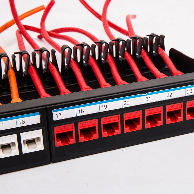 24 Ports CAT6 Unshielded Feed Through Patch Panel 1u