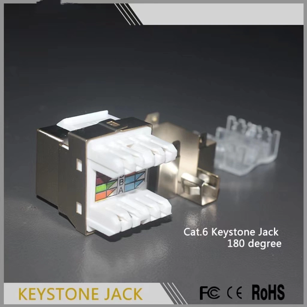 Terminating CAT6 shielded 180 degree Keystone Jack CAT6 RJ45 Connector modul