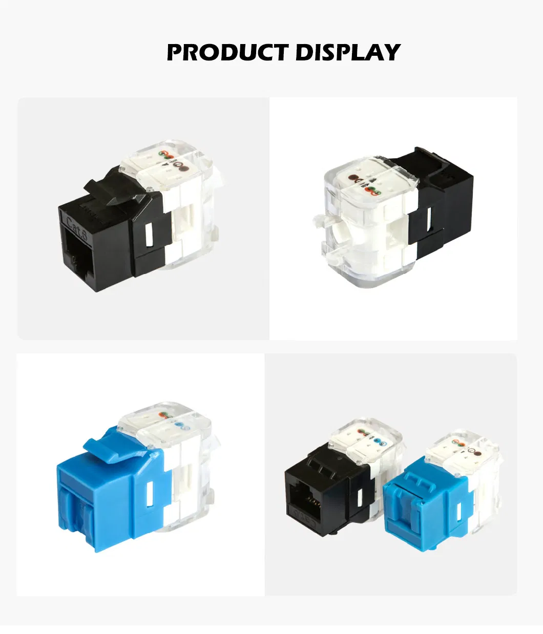 Hot Selling Network RJ45 Cat. 5e Unshielded 180 Degree Toolless Keystone Jack UTP Modular Jack Connector