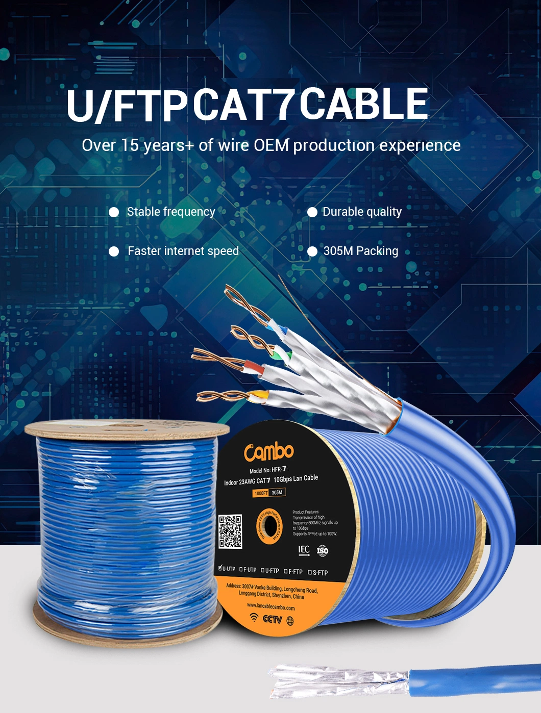 Cat7 U/FTP 23 AWG 0.57 Bare Copper Ethernet Cable