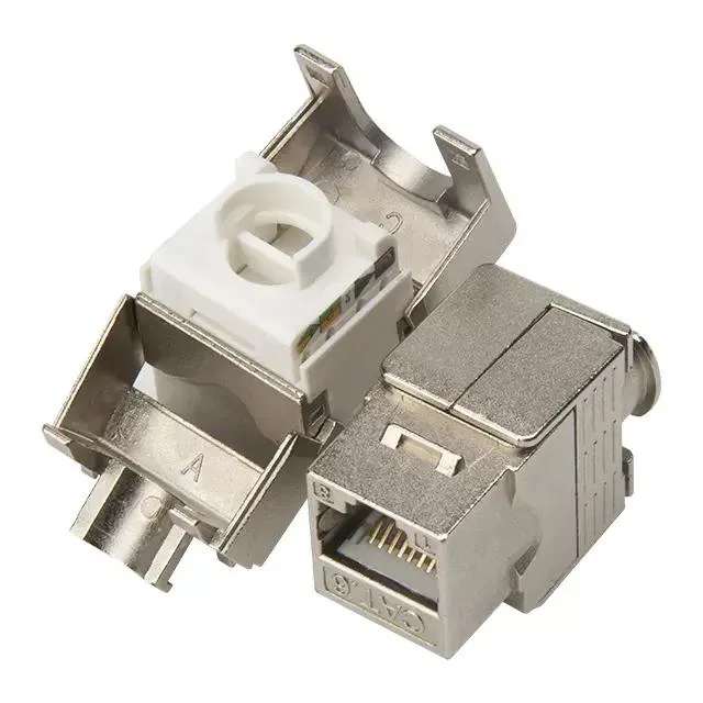 Cat5e/CAT6/CAT6A Networking RJ45 Shielded 180 Degree Toolless Keystone Jack FTP Modular Connectorjack