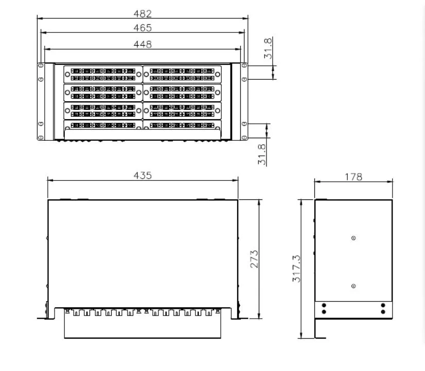 144fibers 4u Rack Mounted Optical Fiber Patch Panel Cable Management