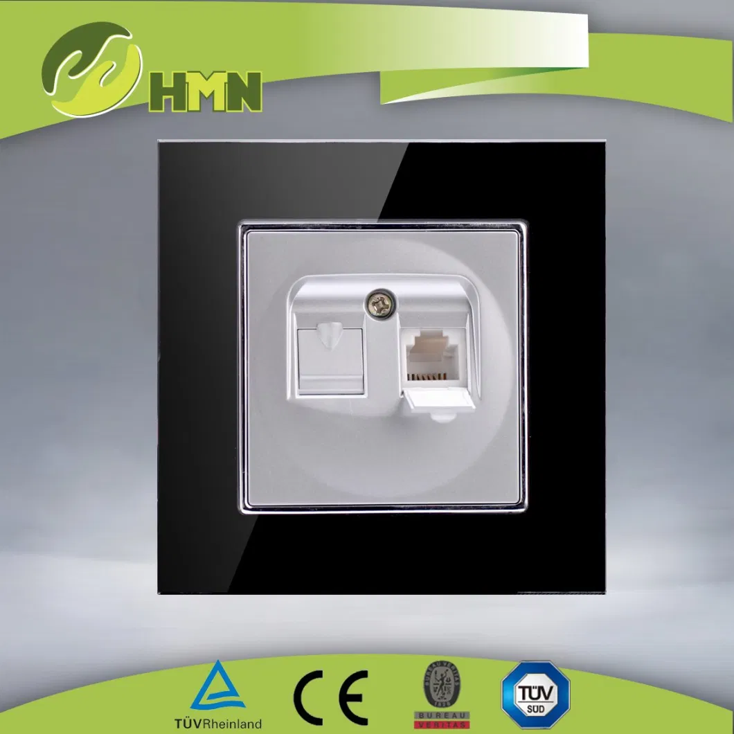 EU Standard Computer RJ45 Data and RJ 11 Tel 2 Outlet Electric Wall Socket