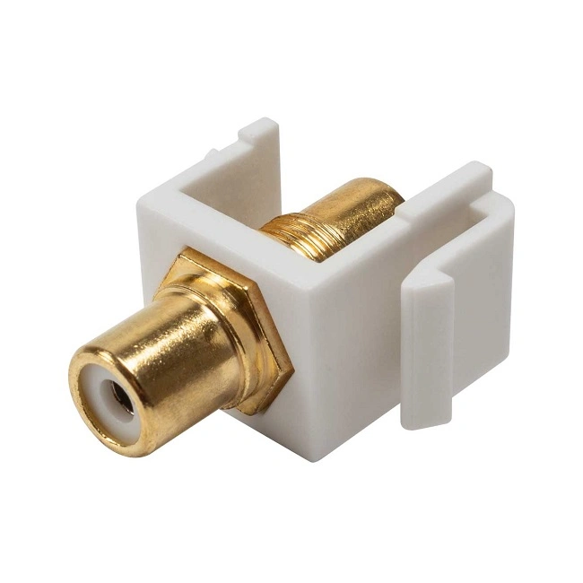 Feed Through Keystone Jack - Modular RCA White with White Center