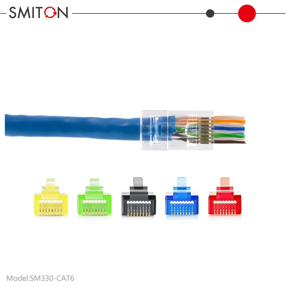 Ez RJ45 UTP RJ45 Connector Cat 6 5e Modular Plug 8p8c Ethernet Cat5e CAT6 RJ45 Plug RJ45 Pass Through Connector