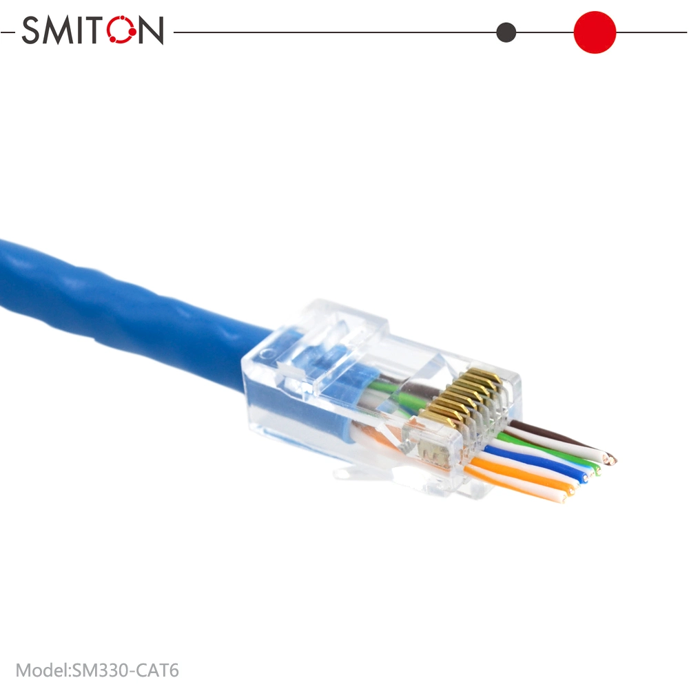 Ez RJ45 UTP Cat 6 Modular Plug 8p8c Ethernet Plug Pass Through Connector