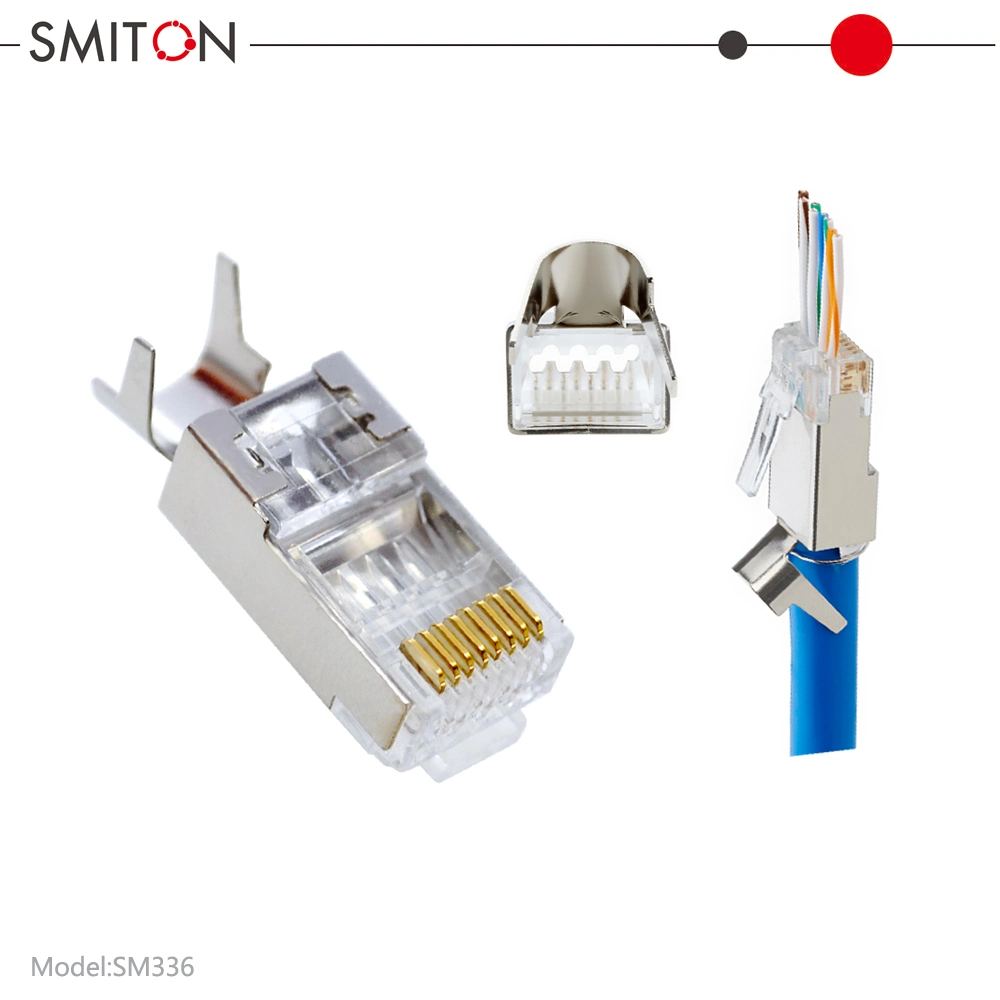 RJ45 Cat7 Plug FTP Pass Through Hole Connector