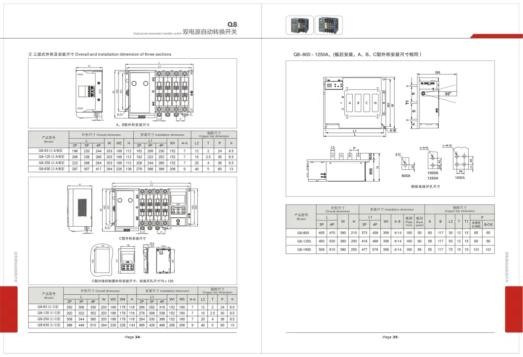 Dual Power Supply Automatic Transfer Switch (Q8-125IIA/3P)