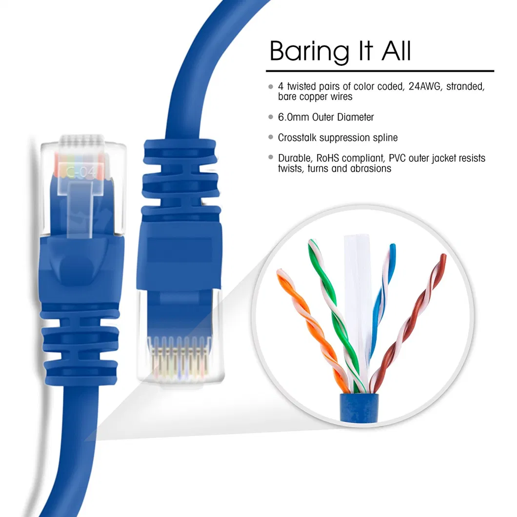 High-Speed CAT6 Ethernet Network Patch Cord CAT6 HDPE U/UTP LAN Cable